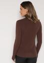 Brązowy Sweter z Golfem z Domieszką Kaszmiru i Wiskozy Zaisma