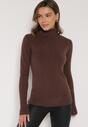 Brązowy Sweter z Golfem z Domieszką Kaszmiru i Wiskozy Zaisma
