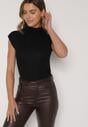 Czarny Marszczony Top z Bawełny i Wiskozy z Półgolfem Zetalia