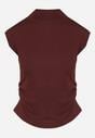 Bordowy Marszczony Top z Bawełny i Wiskozy z Półgolfem Zetalia