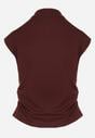 Bordowy Marszczony Top z Bawełny i Wiskozy z Półgolfem Zetalia