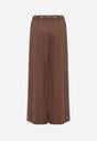 Brązowe Spodnie o Szerokim Kroju Ozdobione Paskiem Tusrina