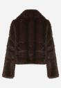 Brązowa Kurtka Futerko o Prostym Kroju z Zapięciem na Suwak Tusiviela