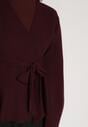 Bordowy Kardigan z Wiskozą i Wiązaniem w Pasie Tusvela