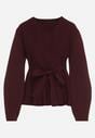 Bordowy Kardigan z Wiskozą i Wiązaniem w Pasie Tusvela