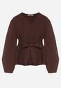 Brązowy Kardigan z Wiskozą i Wiązaniem w Pasie Tusvela