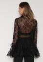 Czarna Koronkowa Koszula Ozdobiona Falbankami Ezirena