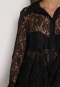 Czarna Koronkowa Koszula Ozdobiona Falbankami Ezirena