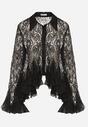 Czarna Koronkowa Koszula Ozdobiona Falbankami Ezirena