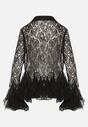Czarna Koronkowa Koszula Ozdobiona Falbankami Ezirena