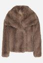 Jasnobrązowa Futrzana Kurtka z Cieniowanym Wzorem Monizavia
