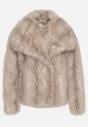 Beżowa Futrzana Kurtka z Cieniowanym Wzorem Monizavia