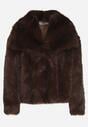 Brązowa Futrzana Kurtka z Cieniowanym Wzorem Monizavia