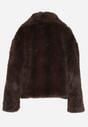 Brązowa Futrzana Kurtka z Cieniowanym Wzorem Monizavia