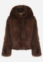 Brązowa Futrzana Kurtka z Nieodpinanym Kapturem Tusarea