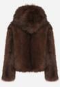 Brązowa Futrzana Kurtka z Nieodpinanym Kapturem Tusarea