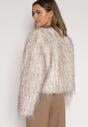 Biała Futrzana Kurtka z Cieniowanym Wzorem Tusvella