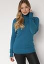 Granatowy Golf Sweter z Wiskozą i Kaszmirem Zailaya