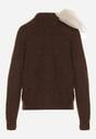 Brązowy Sweter z Domieszką Wełny z Ozdobnym Wiązaniem  Tuselana