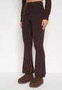 Brązowe Spodnie Dzwony z Dzianiny z Wiskozą Zetiva