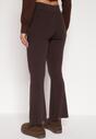 Brązowe Spodnie Dzwony z Dzianiny z Wiskozą Zetiva