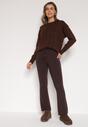Brązowe Spodnie Dzwony z Dzianiny z Wiskozą Zetiva