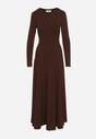 Brązowa Bawełniana Sukienka o Rozkloszowanym Kroju Tuselenea
