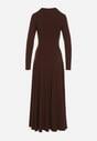 Brązowa Bawełniana Sukienka o Rozkloszowanym Kroju Tuselenea