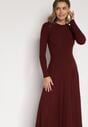Bordowa Bawełniana Sukienka o Rozkloszowanym Kroju Tuselenea