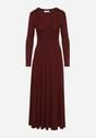 Bordowa Bawełniana Sukienka o Rozkloszowanym Kroju Tuselenea