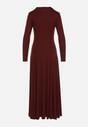 Bordowa Bawełniana Sukienka o Rozkloszowanym Kroju Tuselenea