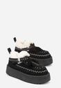 Czarne Śniegowce na Grubej Podeszwie z Frędzlami i Haftem Linodis