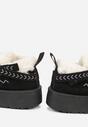 Czarne Śniegowce na Grubej Podeszwie z Frędzlami i Haftem Linodis