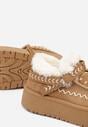 Brązowe Śniegowce na Grubej Podeszwie z Frędzlami i Haftem Linodis