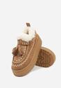 Brązowe Śniegowce na Grubej Podeszwie z Frędzlami i Haftem Linodis