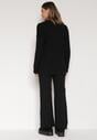 Czarny Dzianinowy Komplet z Bawełną i Wełną Długi Sweter i Szerokie Spodnie Reinesa