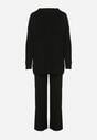 Czarny Dzianinowy Komplet z Bawełną i Wełną Długi Sweter i Szerokie Spodnie Reinesa