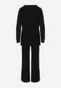 Czarny Dzianinowy Komplet z Bawełną i Wełną Długi Sweter i Szerokie Spodnie Reinesa