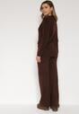 Brązowy Dzianinowy Komplet z Bawełną i Wełną Długi Sweter i Szerokie Spodnie Reinesa