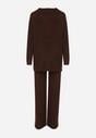 Brązowy Dzianinowy Komplet z Bawełną i Wełną Długi Sweter i Szerokie Spodnie Reinesa