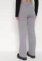 Szare Prążkowane Spodnie z Wełną o Szerokim Kroju z Wysokim Stanem Reinnia