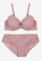 Jasnofioletowy Klasyczny Komplet Biustonosz i Majtki Figi z Koronką Ezilene