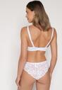 Biały Klasyczny Komplet Biustonosz i Majtki Figi z Koronką Ezilene