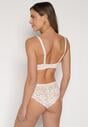 Beżowy Klasyczny Komplet Biustonosz i Majtki Figi z Koronką Ezilene