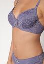 Fioletowy Komplet Biustonosz i Majtki Typu Figi Ozdobiony Koronką Ezivane