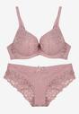 Jasnofioletowy Komplet Biustonosz i Majtki Typu Figi Ozdobiony Koronką Ezivane
