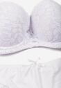 Biały Komplet Biustonosz i Majtki Typu Figi Ozdobiony Koronką Ezivane