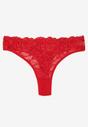 Czerwone Koronkowe Majtki Stringi z Bawełny Venalora