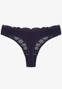 Granatowe Koronkowe Majtki Stringi z Bawełny Venalora