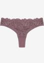 Fioletowe Koronkowe Majtki Stringi z Bawełny Venalora